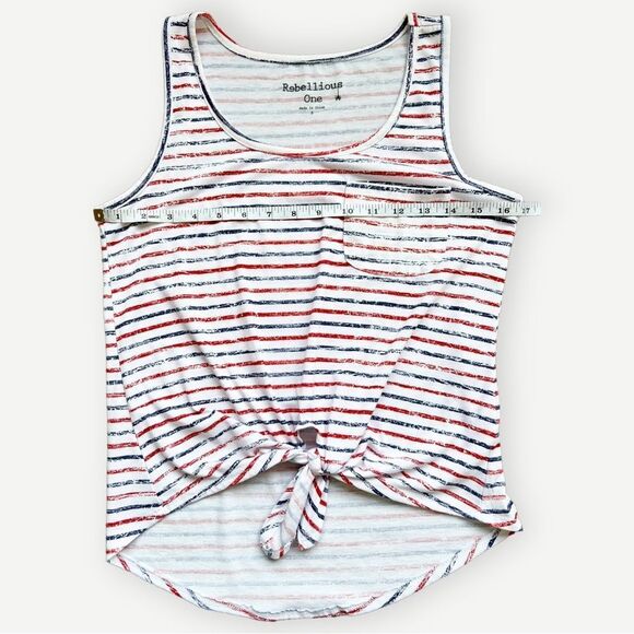 Rebellious One Sleeveless Striped Tie Front Lightweight Tank Top Shirt. Small. - Picture 6 of 9